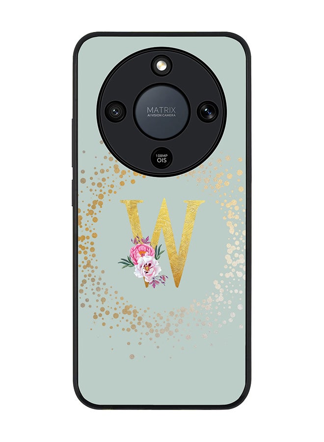 For Honor X9d / Magic8 Lite / X70 Case,Slim fit Camera Protection, Shockproof Thin Phone cover  - Custom Monogram Floral - W  (Light Grey )